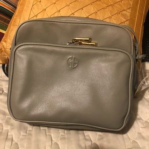 Vtg NWT Gianni Bernini Gray Leather Handbag & Wlet